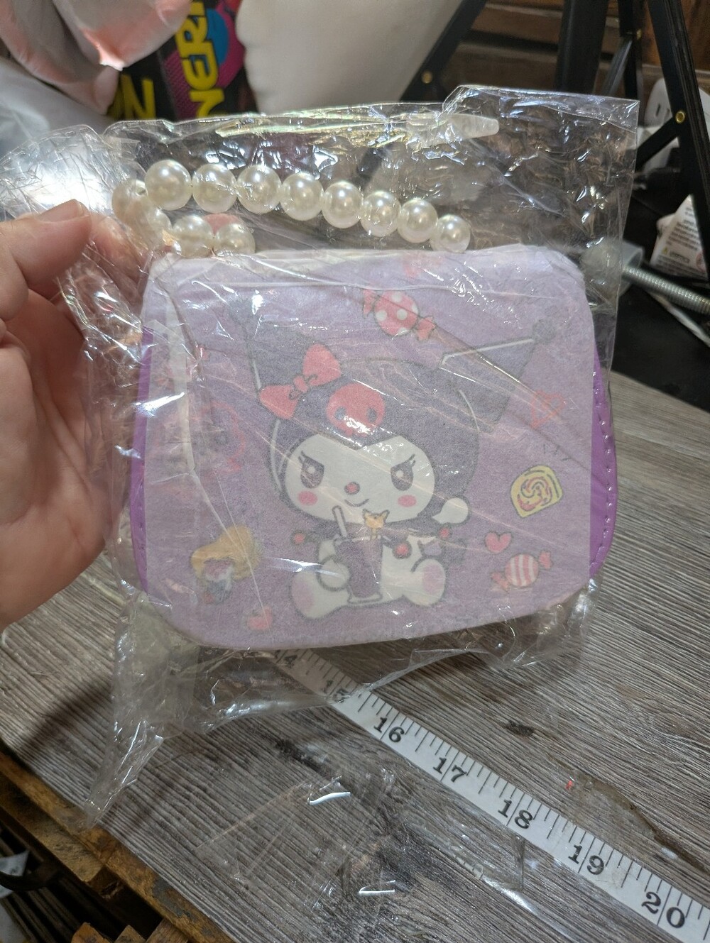 Kuromi New Purple Girls Handbag With Beaded Handle